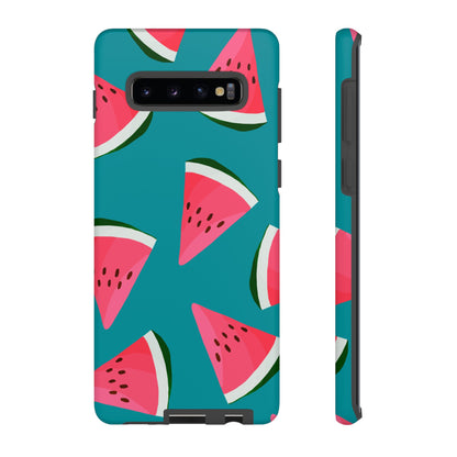 Watermelon Bliss Samsung Galaxy Case – Vibrant Summer Fruit Design on Teal Background