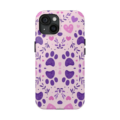 Pastel Paw Print iPhone Case - Cute Pet-Themed Floral Protective Cover