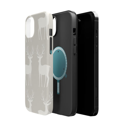 Elegant White Reindeer Pattern – MagSafe iPhone Series Case