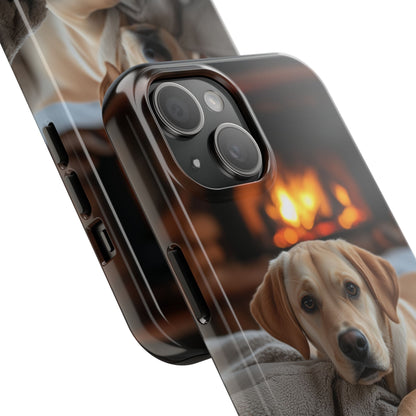 Cozy Golden Retriever by the Fireplace - iPhone Series Case