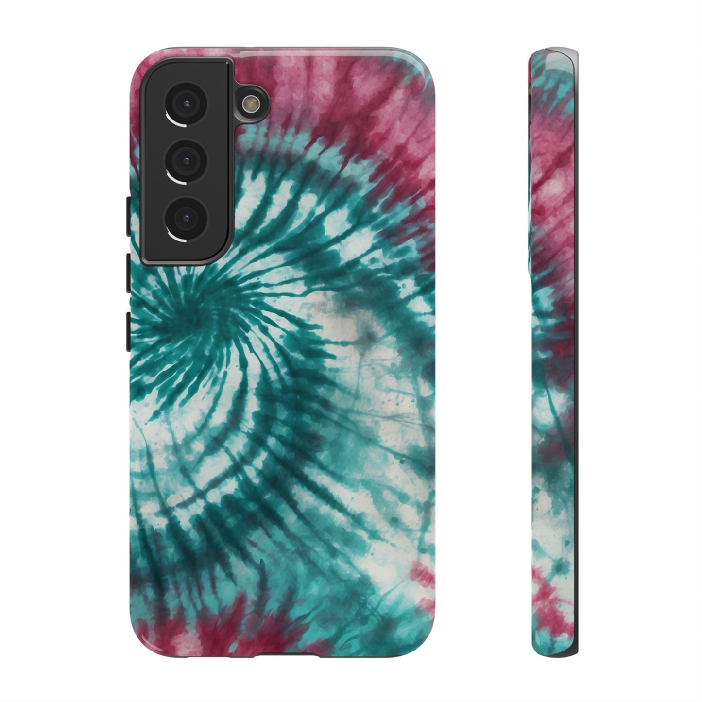 Teal and Pink Spiral Tie-Dye Samsung Galaxy Case – Boho Chic Design