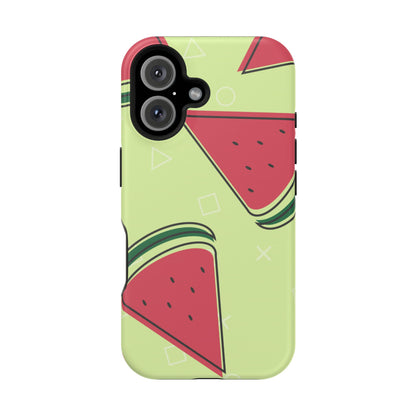 Watermelon Slice MagSafe iPhone Case – Fresh & Fun Design with Retro Geometric Pattern