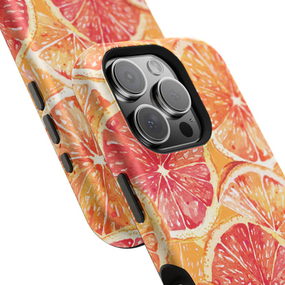 Watercolor Citrus Splash Tough MagSafe iPhone Case – Vibrant Fruit Print, Shock-Resistant Design