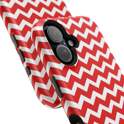 Bold Red & White Chevron – Modern Geometric MagSafe iPhone Case