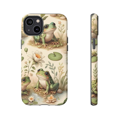 Cute Frogs Phone Case - Pond Pals Frolic - Charming Frog Lily Pad Phone Case for iPhone, Google & Samsung! Great Gift For Any Frog Lover!