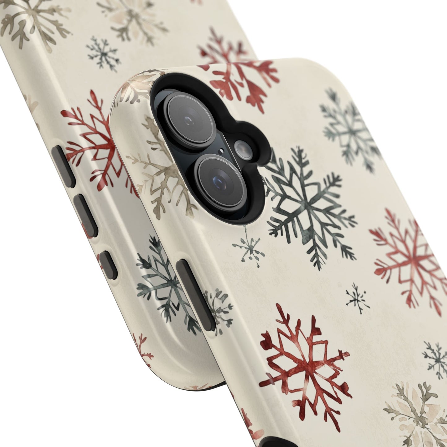 Vintage Red and Gray Snowflake Pattern – MagSafe iPhone Series Case