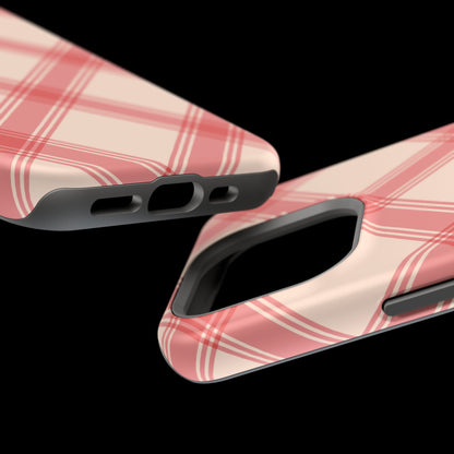 Soft Peachy Red Plaid MagSafe Case