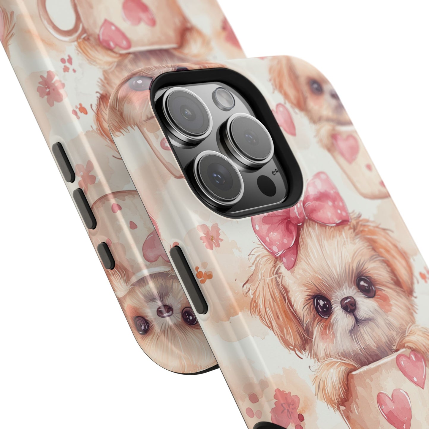 Adorable Puppy in Teacup MagSafe iPhone Case – Tough, Dual-Layer Protection with Cute Pink Bow Design