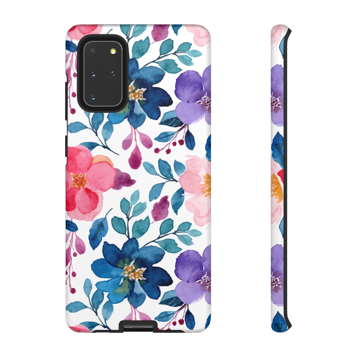 Mystic Bloom – Samsung Galaxy Case with Blue & Pink Watercolor Florals