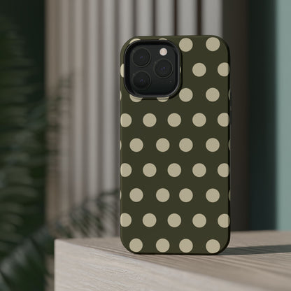 Vintage Green & Cream Polka Dots – MagSafe iPhone Case