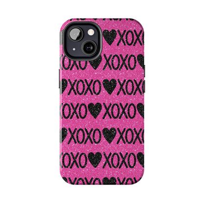 XOXO Glitter Hearts iPhone Case