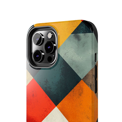 Geometric Retro iPhone  Case - Colorful Checkered Protective Cover