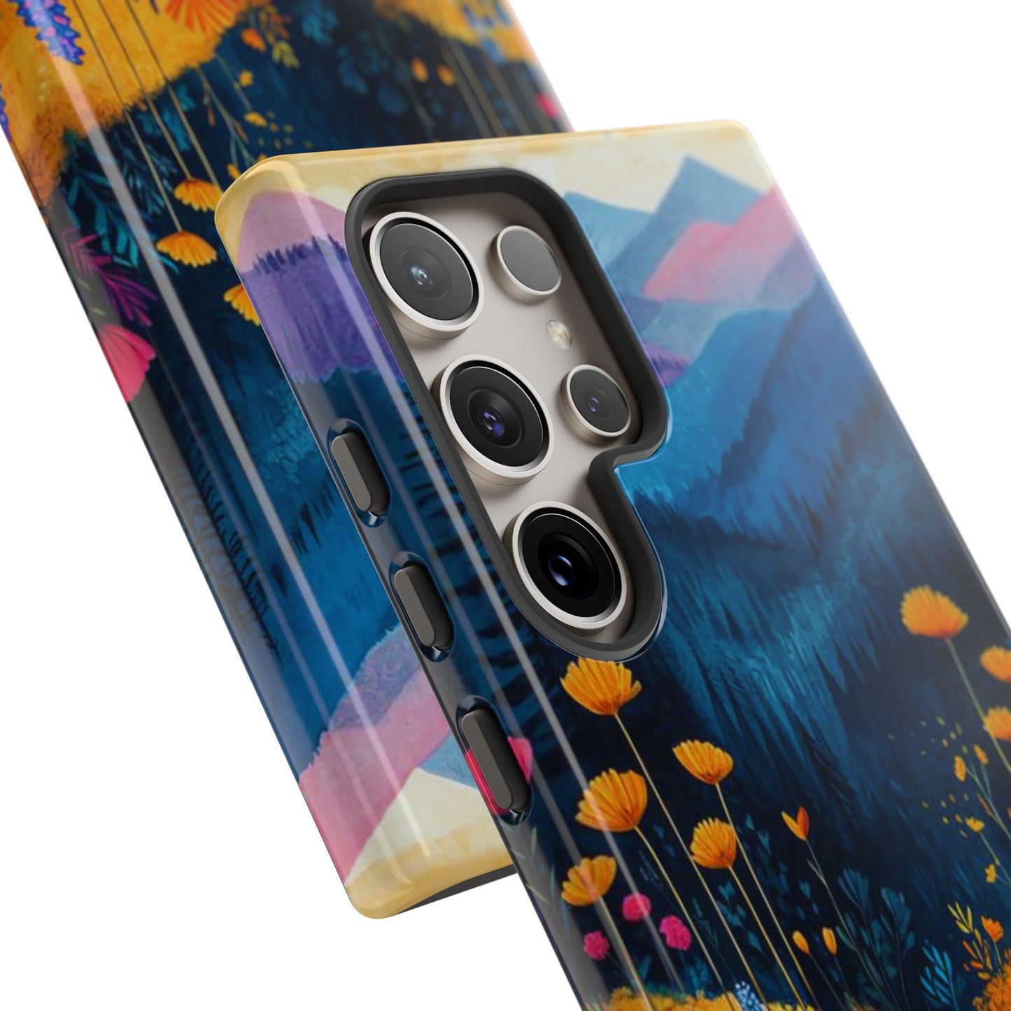 Vibrant Wildflower Mountain Samsung Galaxy  Case – Bold Nature Art, Dual-Layer Protection