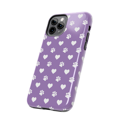 Lavender Paw Prints & Hearts Design - Adorable Pet Lover iPhone Case