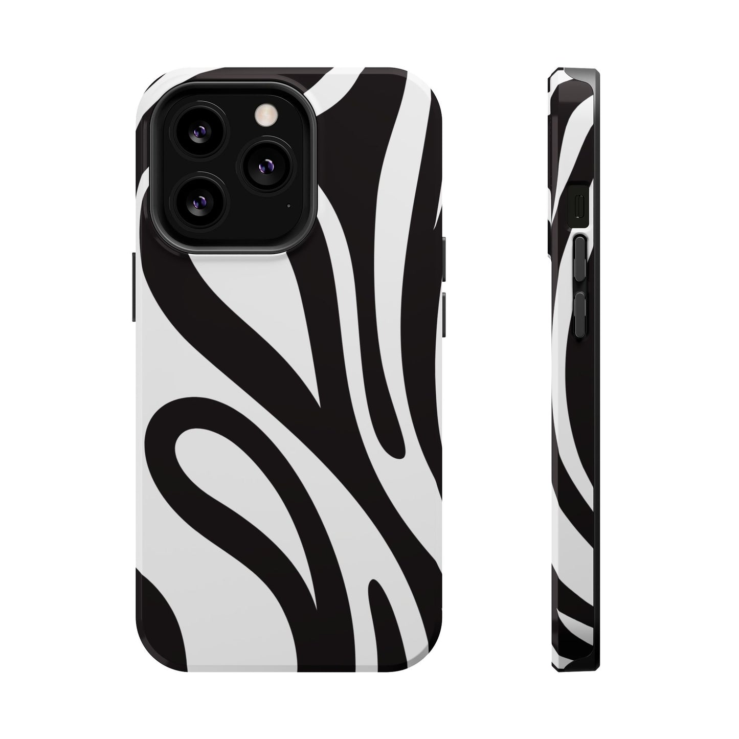 Modern Black and White Abstract Tough MagSafe iPhone Case – Bold Graphic Pattern with Dual-Layer Protection