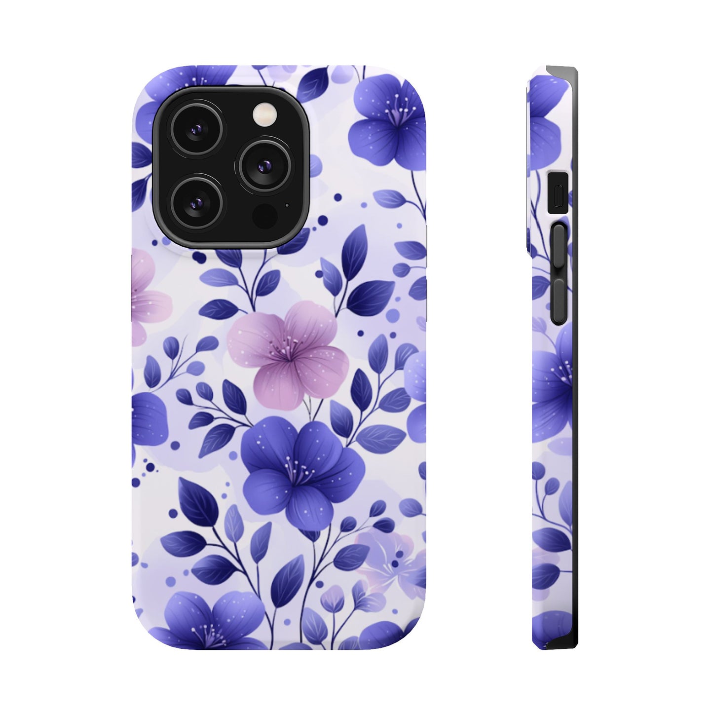 Purple Floral MagSafe iPhone Case – Durable Protection with Elegant Flower Design