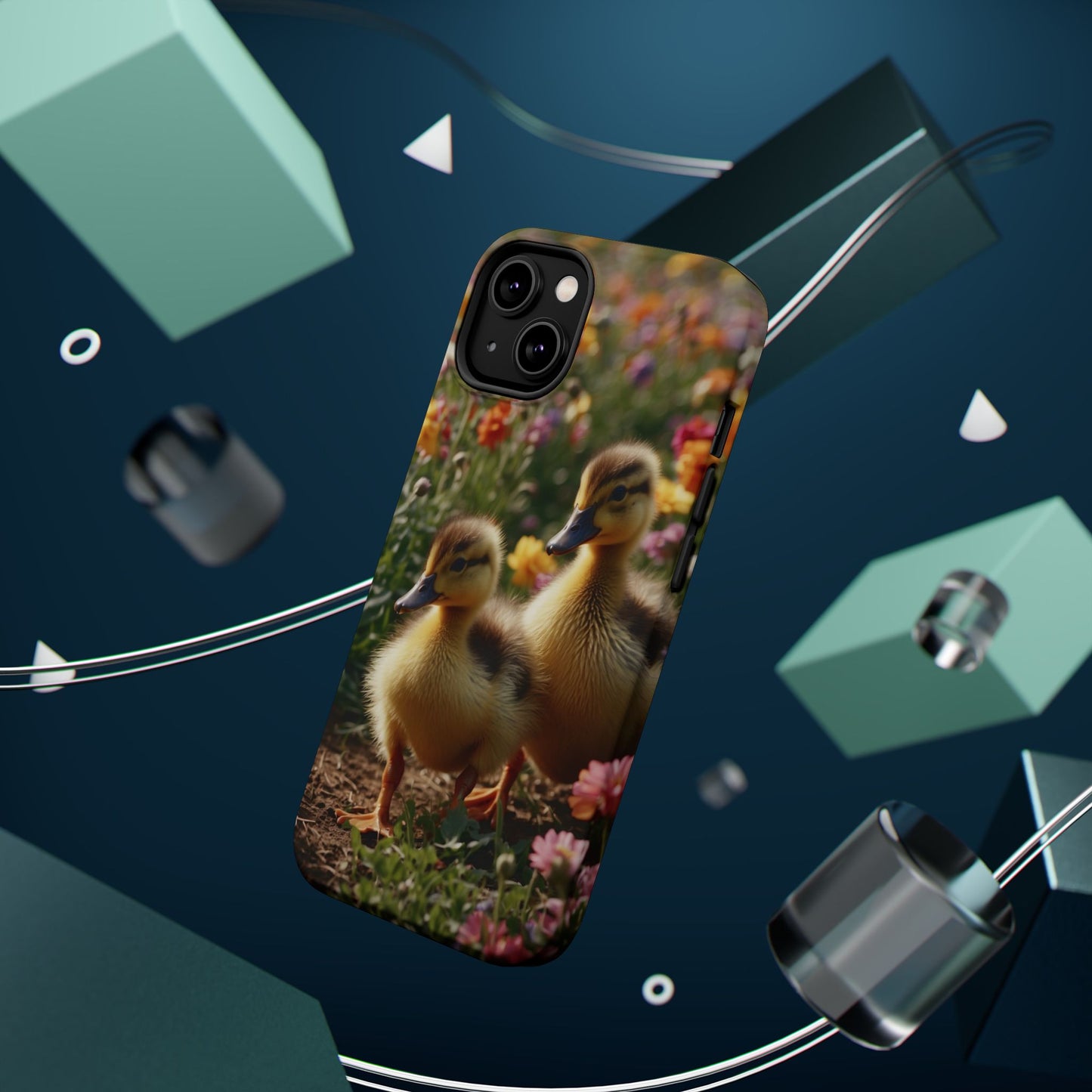 Charming Ducklings in Floral Garden - MagSafe iPhone Case