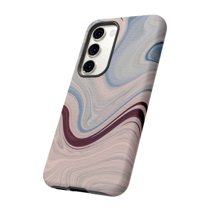 Marble Swirl Elegance – Samsung Galaxy Case in Blue & Blush Abstract Design