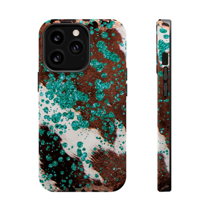 Teal Glitter Cowhide - MagSafe iPhone Series Case