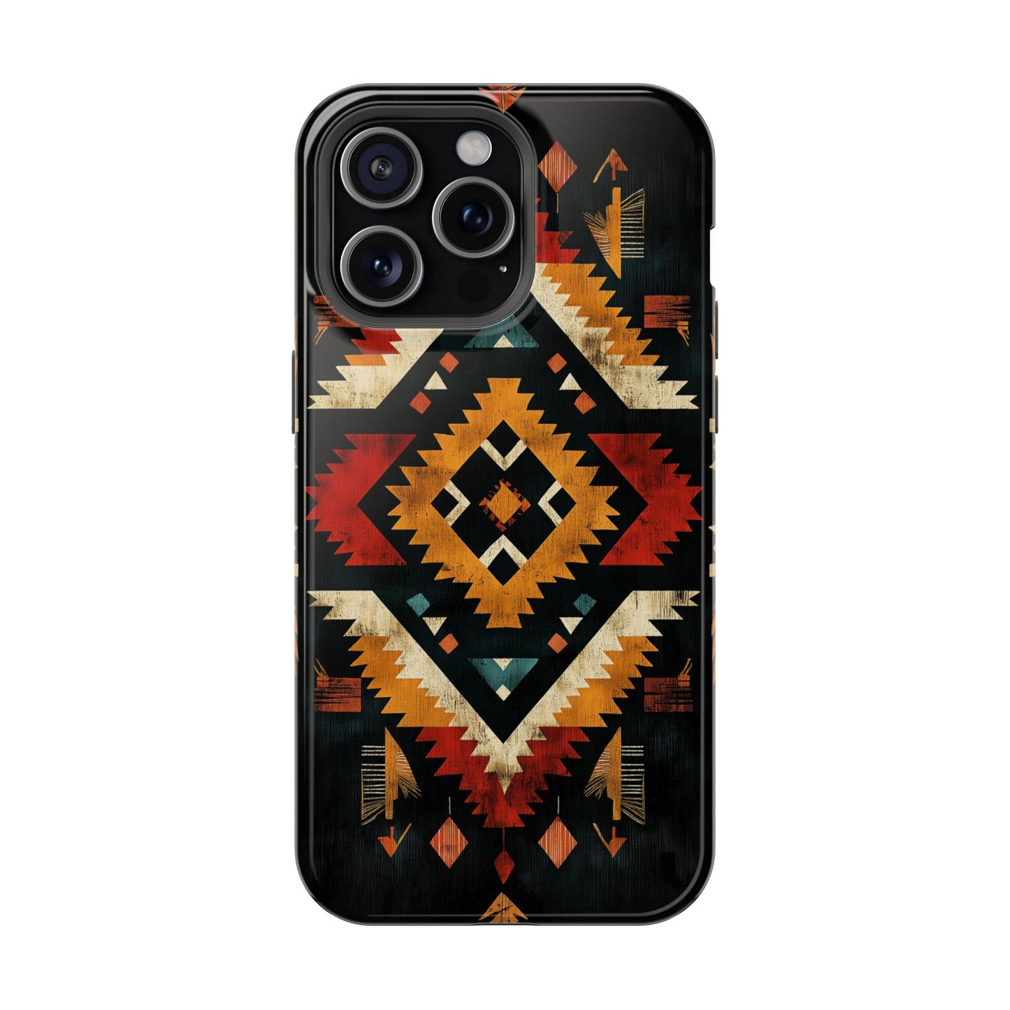 Southwestern Tribal Diamond Tough MagSafe iPhone Case – Bold Geometric Pattern, Dual-Layer Protection