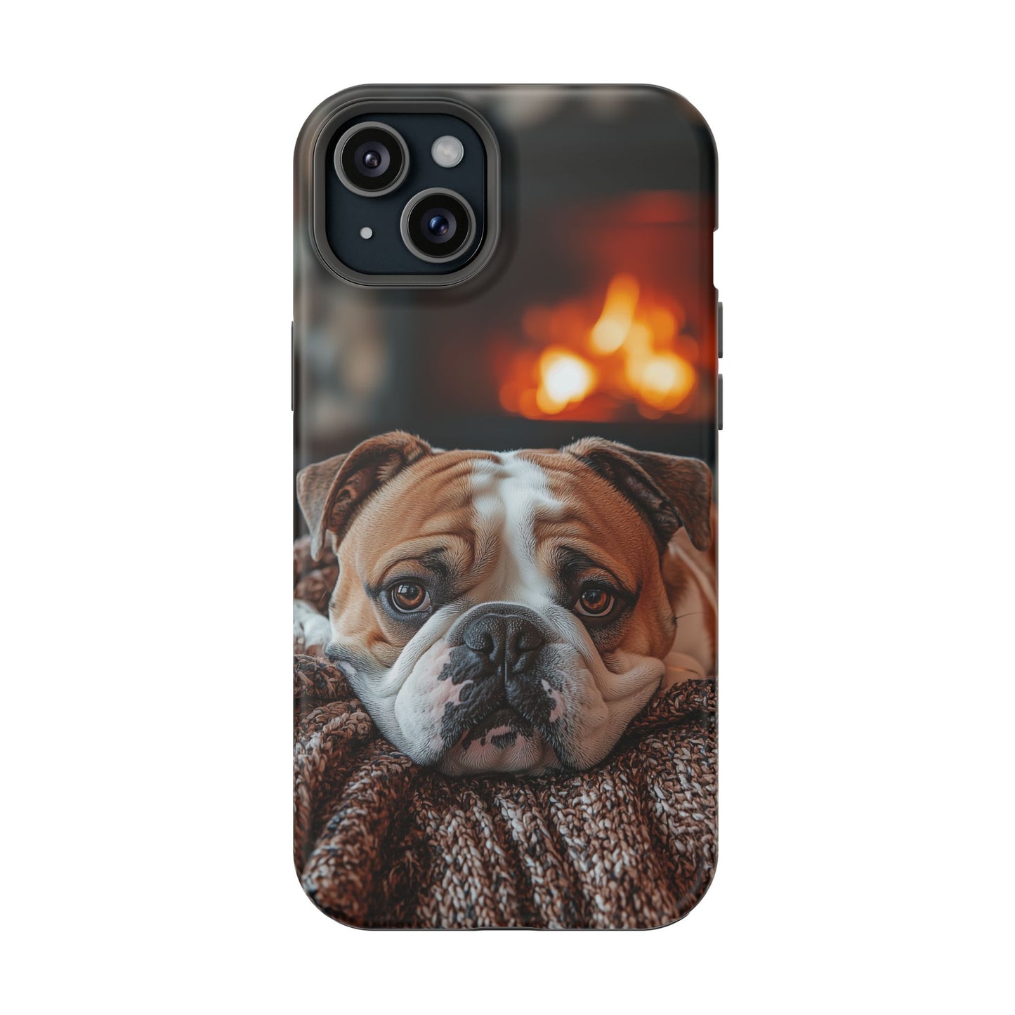 Cozy Bulldog MagSafe Case – Fireside-Inspired Protective Cover