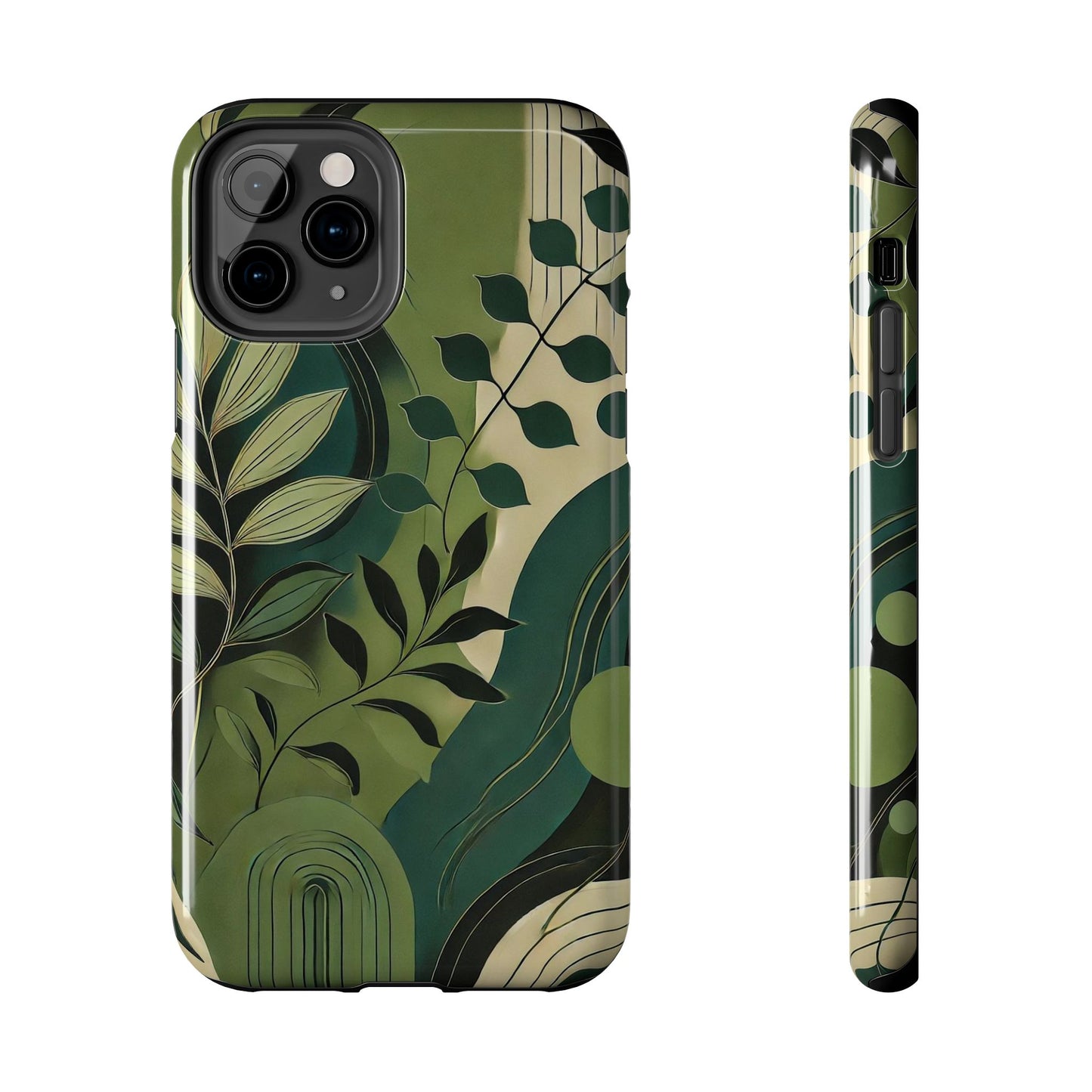 Abstract Green Leaves iPhone Case - Nature-Inspired Protective Cover