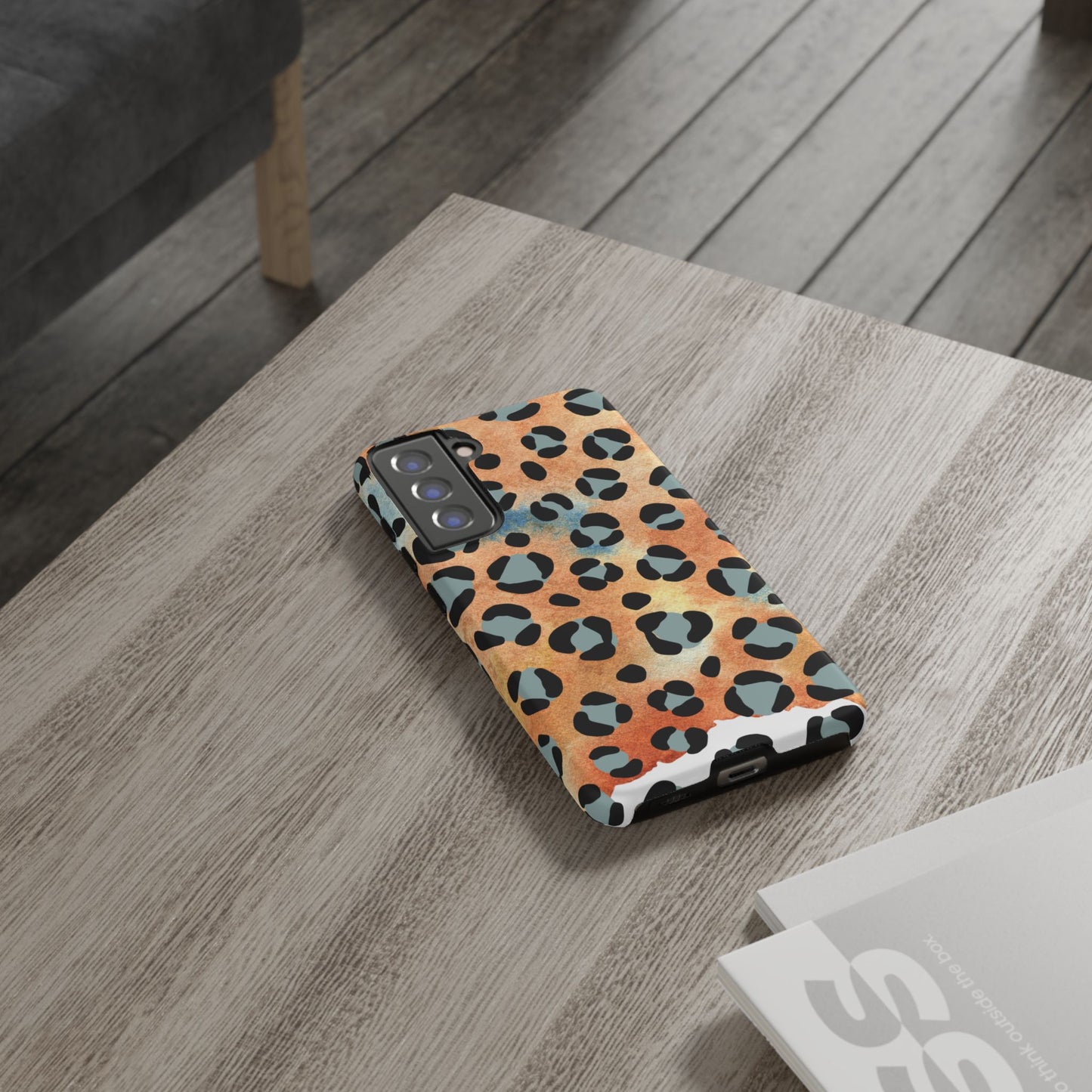 Sunset Watercolor Leopard Print Tough Samsung Galaxy Case – Artistic Animal Pattern with Dual-Layer Protection