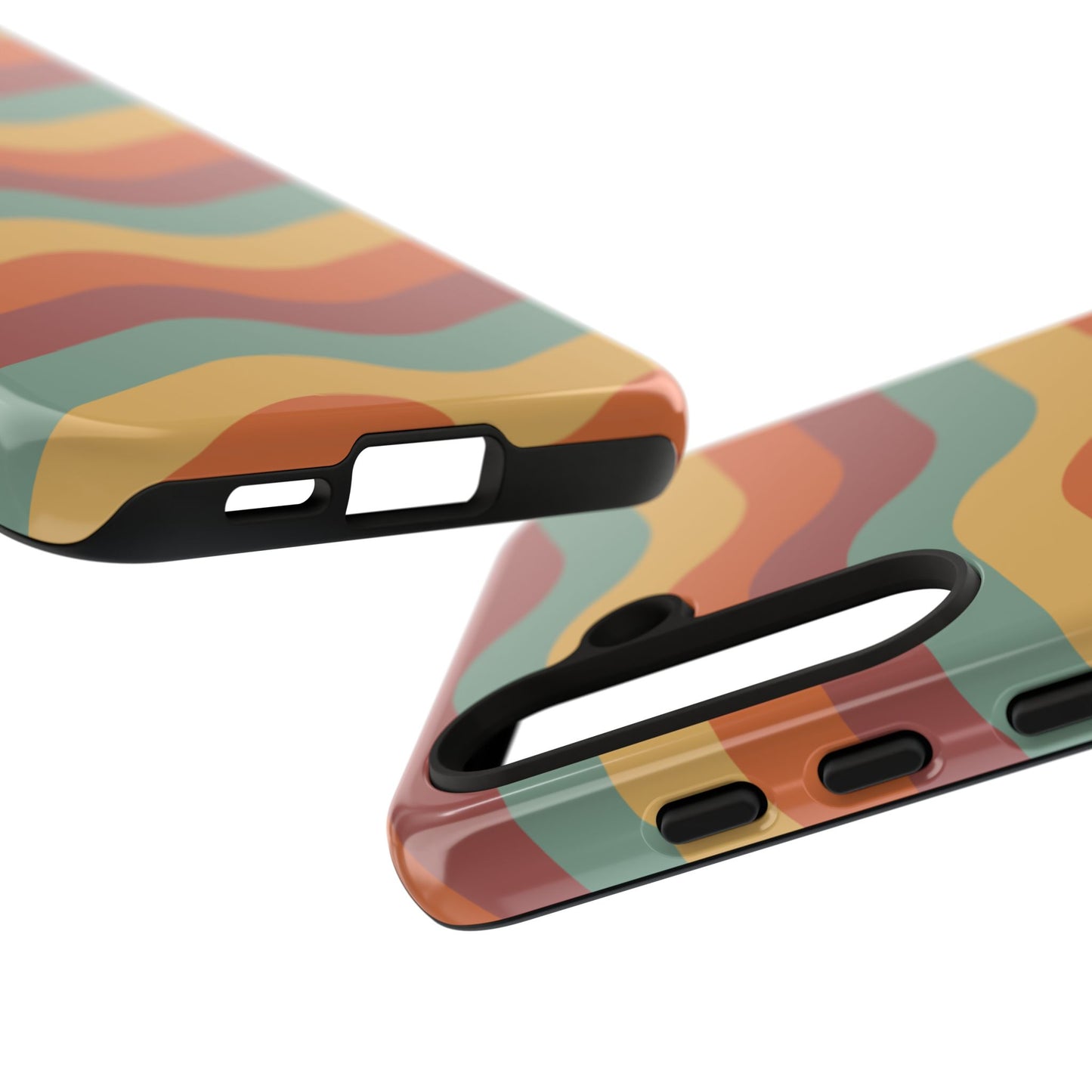 Retro Vibe Wavy Stripes Samsung Galaxy Case – 70s-Inspired in Teal, Orange, and Rust