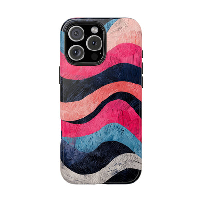 Abstract Wave Pattern iPhone Case – Shockproof, Matte Finish, Dual-Layer Protection