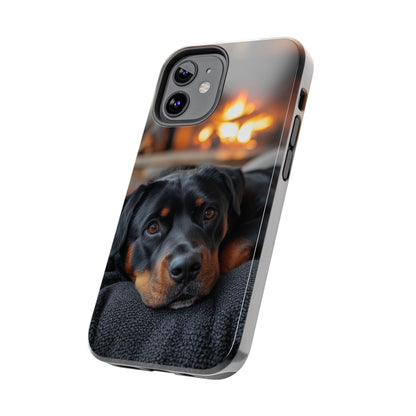 Warm Rottweiler by the Fireplace Samsung Galaxy Case – Rustic Charm for Dog Lovers