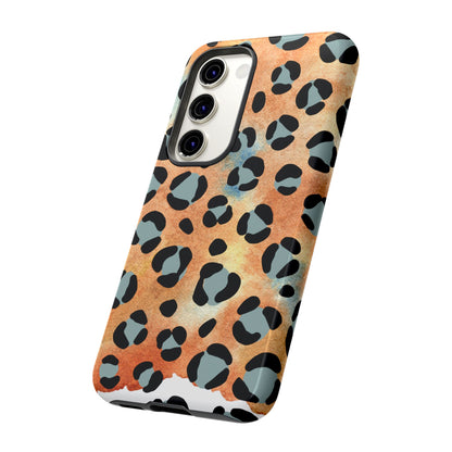 Sunset Watercolor Leopard Print Tough Samsung Galaxy Case – Artistic Animal Pattern with Dual-Layer Protection