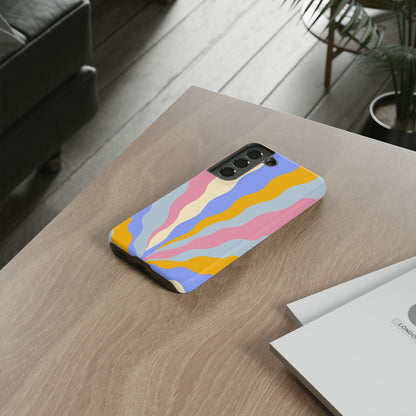 Pastel Radiance Samsung Galaxy Case – 70s-Inspired Dual-Layer Design with Wavy Sunburst Pattern