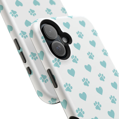 Mint Green Paw Print & Heart MagSafe Case – Pet Lover’s Magnetic Style