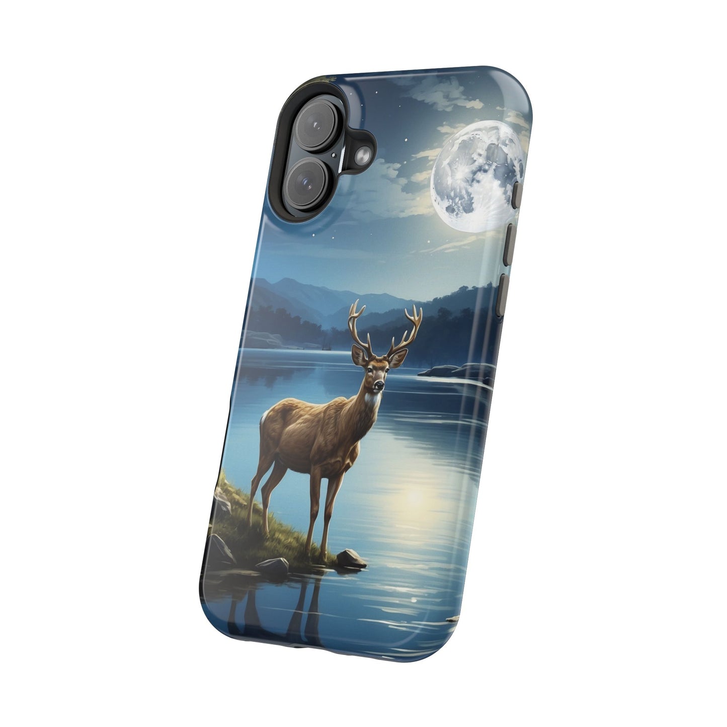 Moonlit Elegance: Stag by the Lake – MagSafe iPhone Case