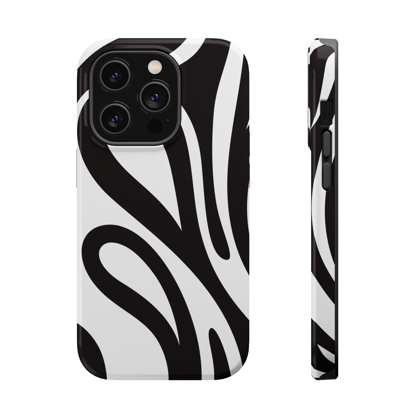 Modern Black and White Abstract Tough MagSafe iPhone Case – Bold Graphic Pattern with Dual-Layer Protection