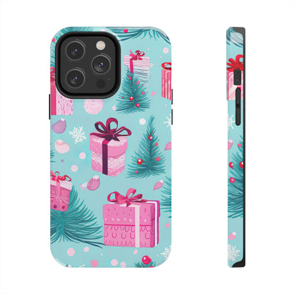 Festive Pink Christmas Gifts and Evergreen iPhone Case – Holiday Theme, Protective Cover