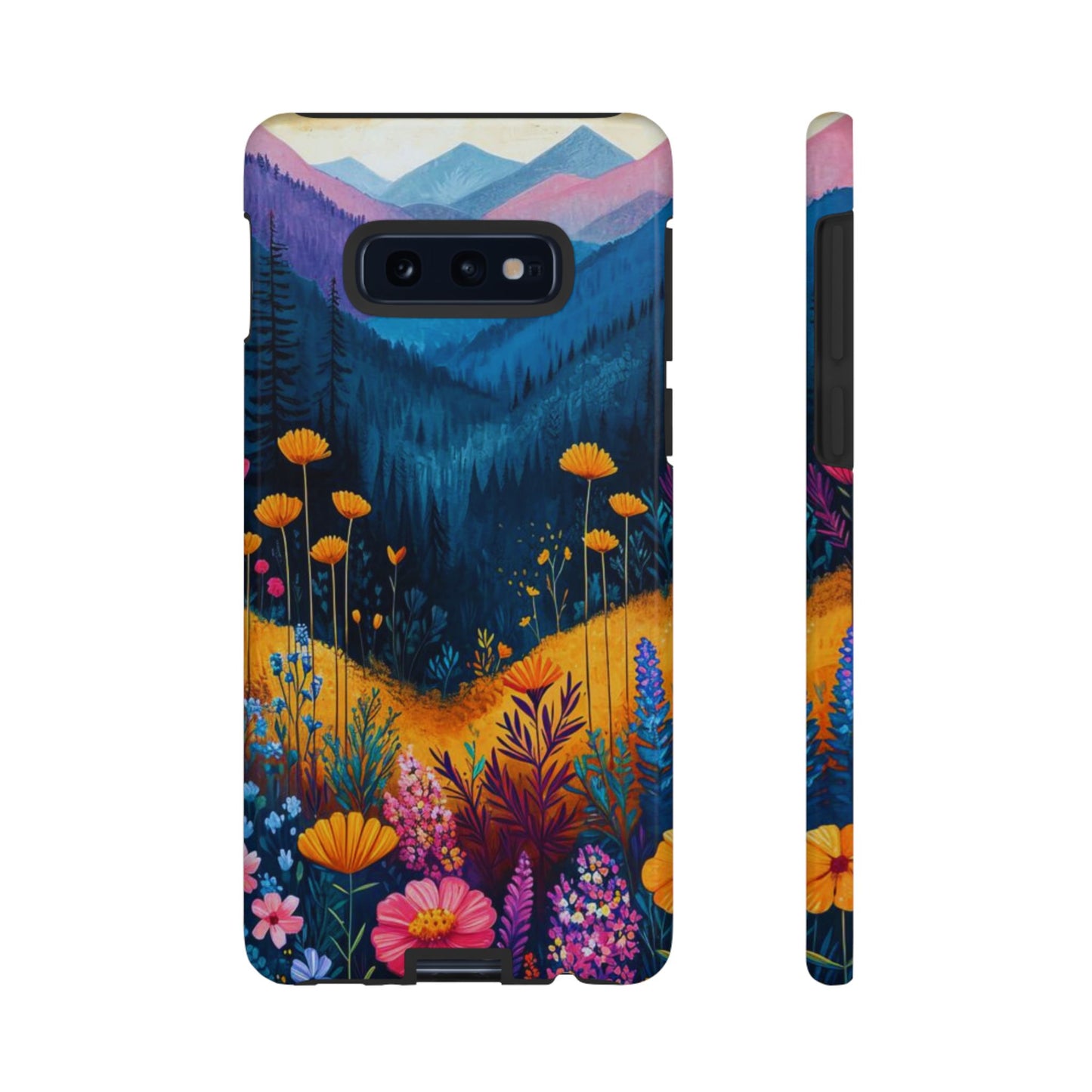 Vibrant Wildflower Mountain Samsung Galaxy  Case – Bold Nature Art, Dual-Layer Protection