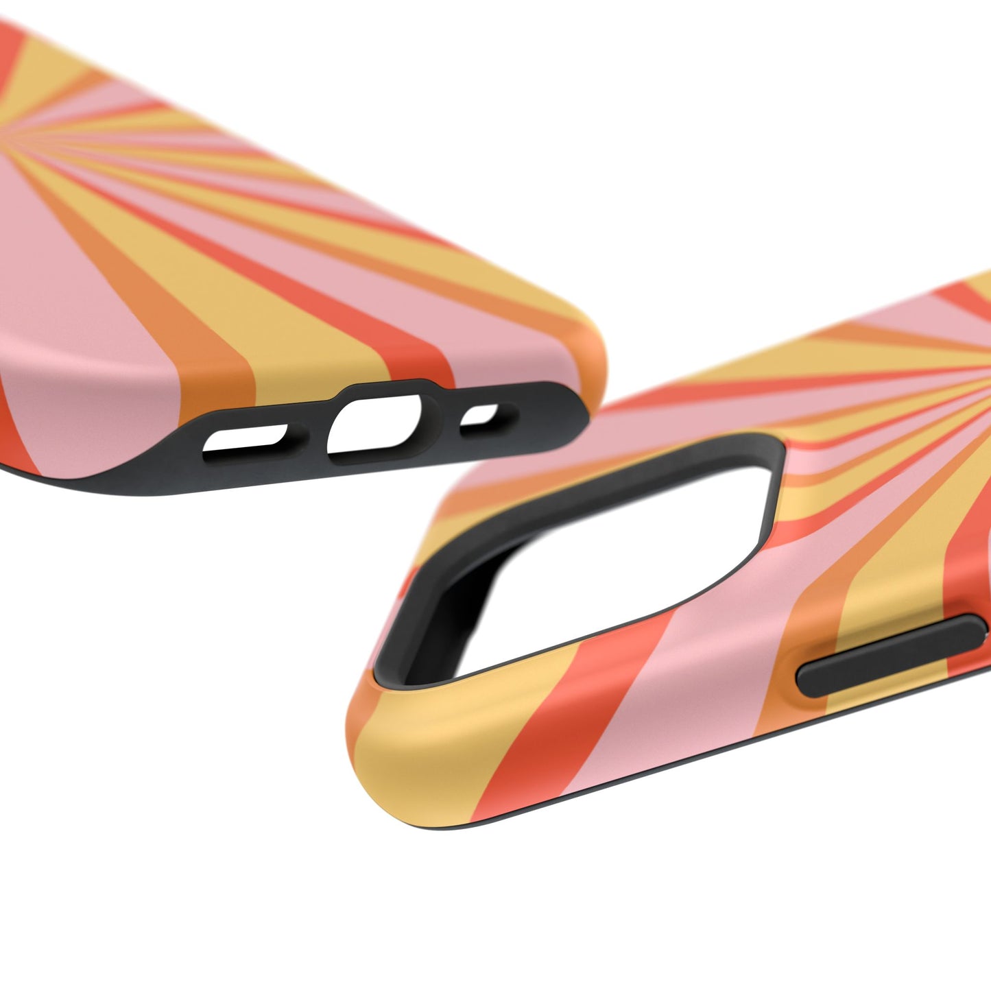 Bold Retro Sunburst MagSafe iPhone Case – Vibrant 70s-Inspired Rays in Orange, Pink, and Yellow