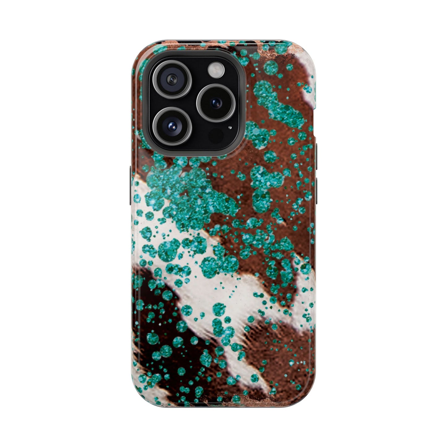 Teal Glitter Cowhide - MagSafe iPhone Series Case