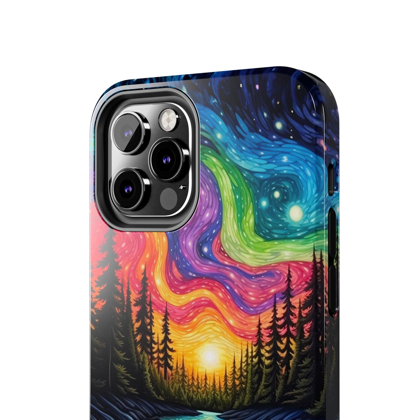 Celestial Nightscape iPhone Case – Vibrant River and Starry Sky Design