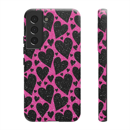 Pink Glitter Hearts Samsung Galaxy Case