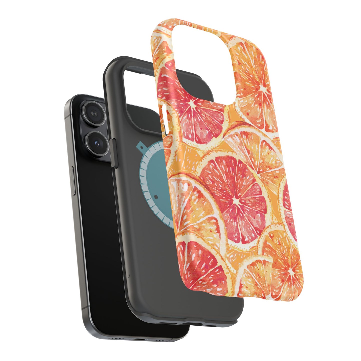 Watercolor Citrus Splash Tough MagSafe iPhone Case – Vibrant Fruit Print, Shock-Resistant Design