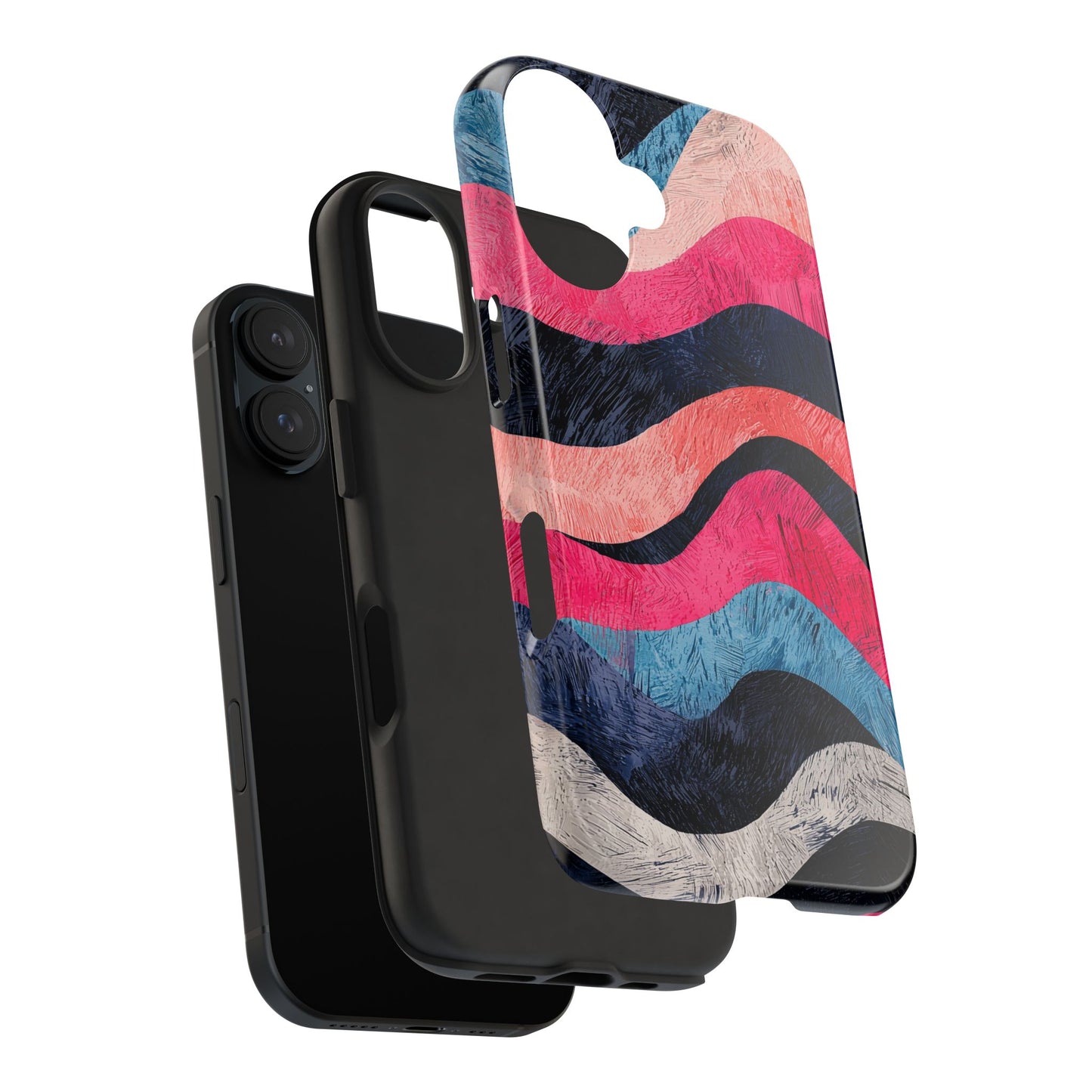 Abstract Wave Pattern iPhone Case – Shockproof, Matte Finish, Dual-Layer Protection