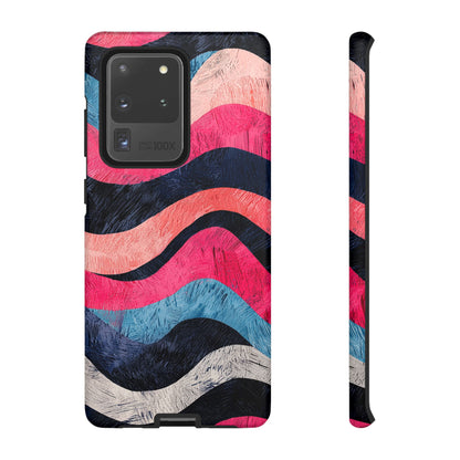 Abstract Wave Pattern Samsung Galaxy Case – Shockproof, Matte Finish, Dual-Layer Protection