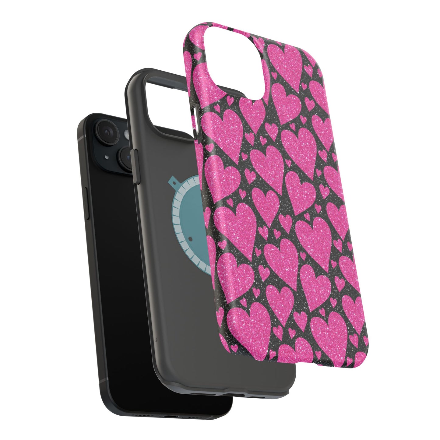 Glitter Hearts MagSafe iPhone Case