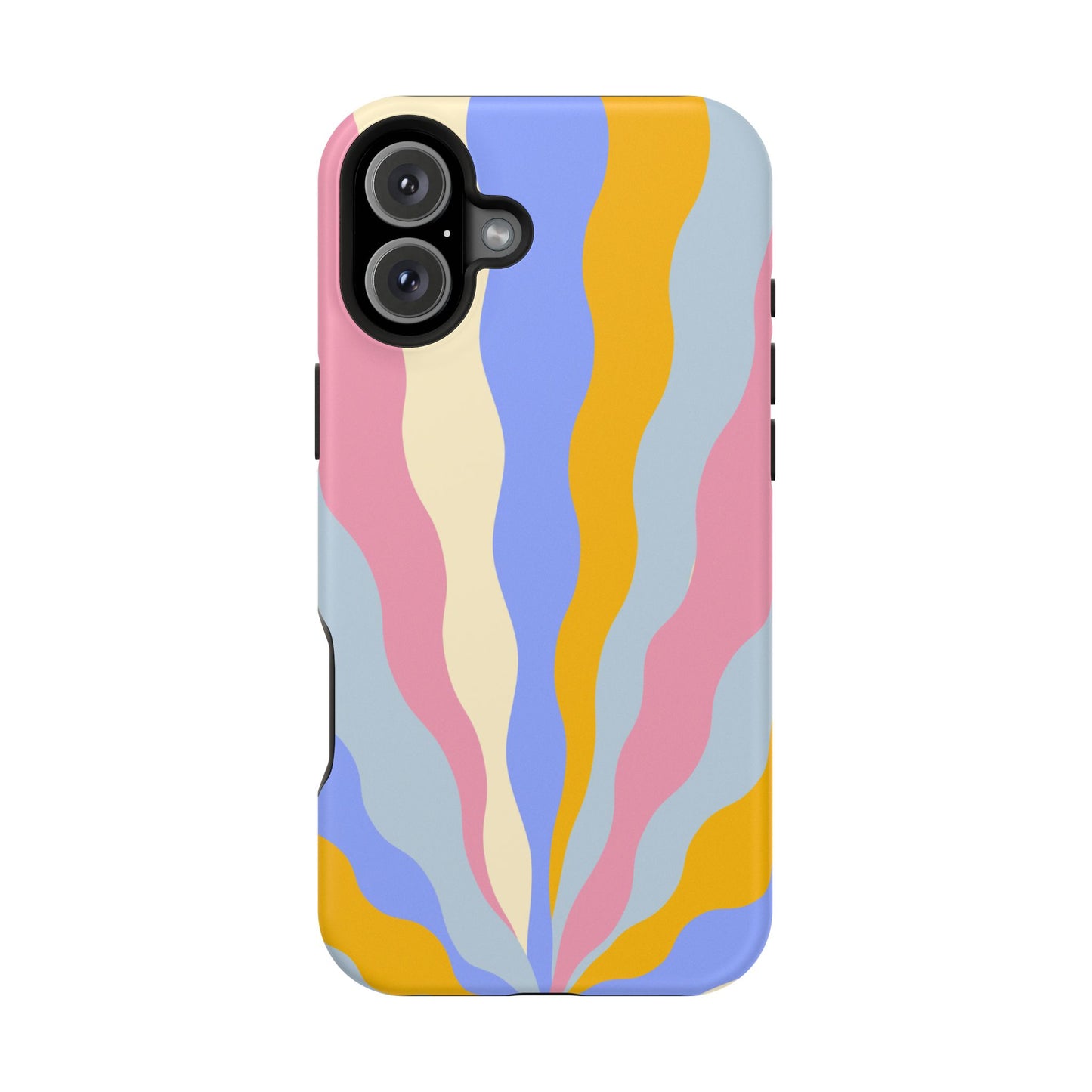 Pastel Radiance MagSafe iPhone Case – 70s-Inspired Dual-Layer Design with Wavy Sunburst Pattern