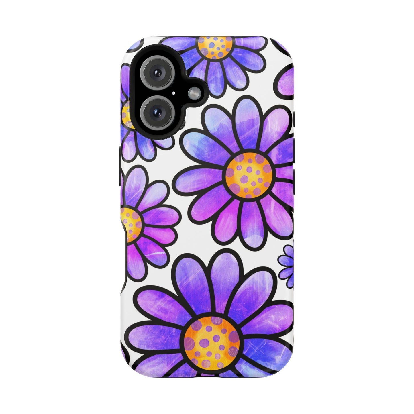 Purple Daisy Delight MagSafe iPhone Case – Slim Profile, Glossy Finish