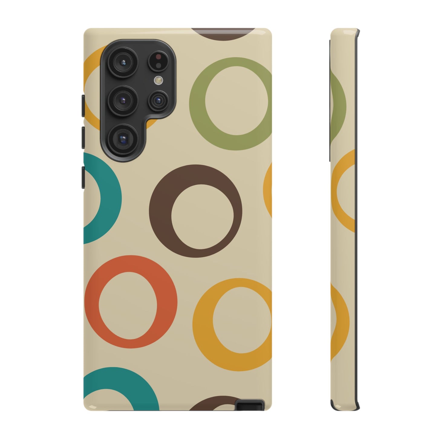 Retro Colorful Rings Samsung Galaxy Case – Shockproof, Matte Finish, Dual-Layer Protection
