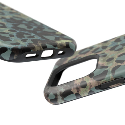 Moody Watercolor Leopard Print Tough MagSafe iPhone Case – Earthy Abstract Pattern with Dual-Layer Protection