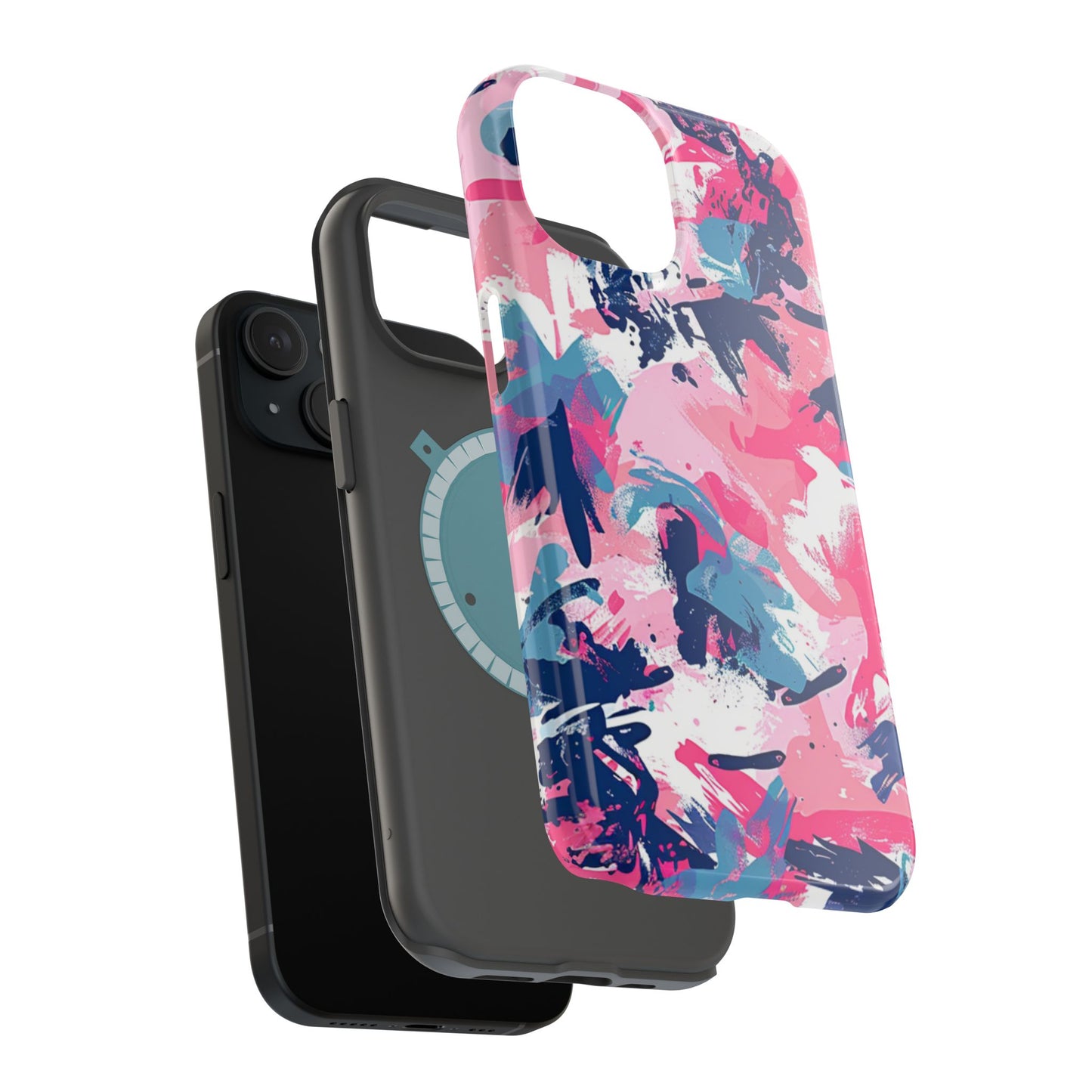 Vibrant Pink & Navy Abstract Splash – MagSafe iPhone Case